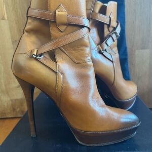 Brown Leather High Heel Boots